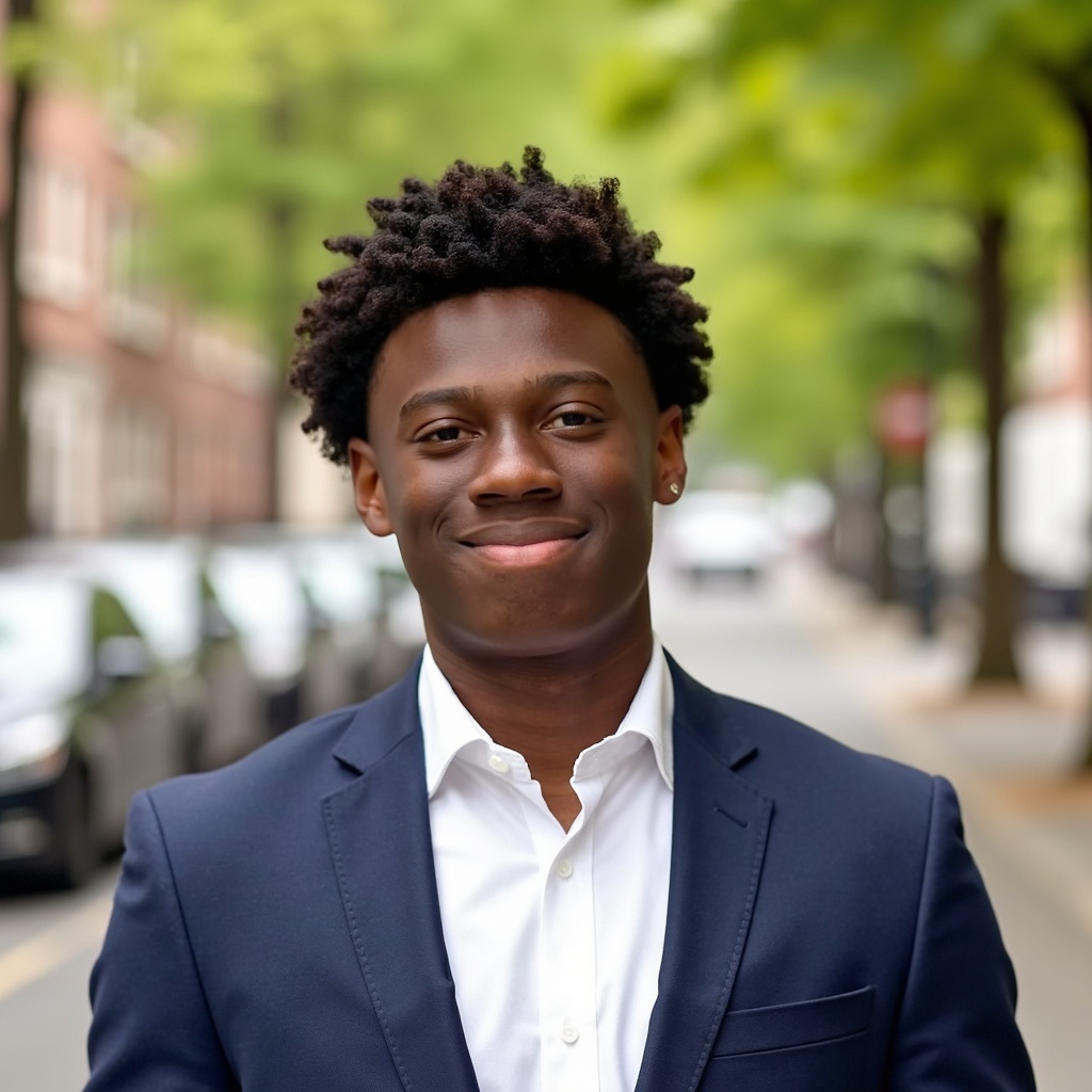 Ethan Raspberry in a navy blazer